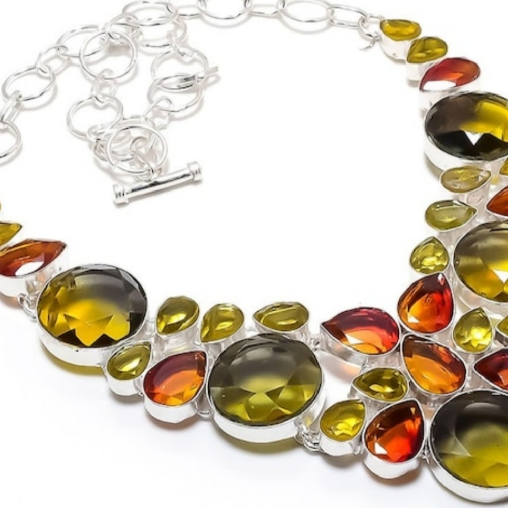 A new citrine gemstone necklace 925 silver